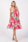 Pink Floral Smocked Chiffon Midi Dress