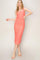 Salmon Mesh Ruched Bodycon Midi Dress