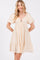 Cream U Notched Bubble Short Sleeve Dress