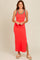 Coral Colorblock Side Slit Maxi Dress