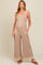 Beige Waffle Knit Wide Leg Maternity Jumpsuit
