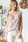 Blue Floral Ruffle Tie Blouse