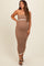 Taupe Contrast Trim Maternity Strapless Knit Dress