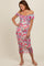 Fuchsia Floral Off Shoulder Ruched Midi Dress