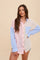 Blue Colorblock Gingham Button Down Top