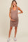 Brown Ribbed Ruched Sleeveless Maternity Dress