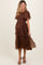 Mocha Smocked Ruffled Mesh Maternity Midi Dress
