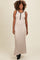 Beige Ribbed Knit Button Detail Sleeveless Maxi Dress