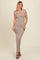 Beige Strapless Low Back Maxi Dress