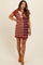 Rust Knit Striped Colorblock Collared Zip Up Maternity Mini Dress