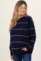 Navy Striped Drop Shoulder Maternity Sweater
