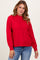 Red Cable Knit Mock Neck Bubble Sleeve Sweater