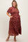 Mauve Floral Velvet Print Smocked Maternity Plus Midi Dress