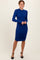 Royal Blue Ribbed Mock Neck Ruched Long Sleeve Dress
