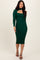 Forest Green Mock Neck Cutout Fitted Midi Dress