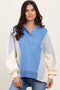 Light Blue Colorblock Dolman Sleeve Hoodie
