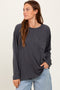 Charcoal Mineral Wash Front Pocket Long Sleeve Top