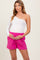 Magenta Woven Cotton Maternity Shorts