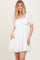 White Smocked Back Textured Babydoll Mini Dress