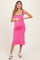 Pink Knit Contrast Trim Square Neck Maternity Midi Dress