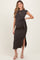 Brown Side Knot Tie Short Sleeve Maternity Midi Dress