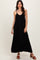 Black Linen Mixed Overall Midi Dress