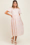 Light Pink Embroidered Chiffon Maternity Midi Dress