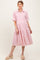 Pink Striped Tiered Raw Hem Maternity Midi Dress