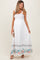 White Smocked Embroidered Floral Border Maternity Maxi Dress