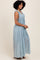 Light Blue Deep V-Neck Sleeveless Button Down Maxi Dress