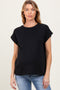 Black Rolled Short Sleeve Maternity Tee