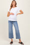 Blue Raw Hem Cropped Wide Leg Maternity Jeans