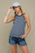 Navy Distressed Fringe Hem Maternity Jean Shorts