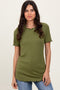 Olive Ribbed Short Sleeve Top