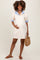 Cream Mock Neck Contrast Striped Trim Maternity Mini Dress