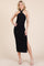 Black Halter Tied Criss-Cross Ribbed Midi Dress