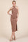 Mocha Halter Tied Criss-Cross Ribbed Midi Dress