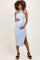 Light Blue Halter Tied Criss-Cross Ribbed Maternity Midi Dress