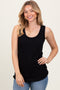 Black Ribbed Scoop Neck Racerback Tank Top