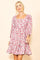 Pink Rose Print Long Sleeve Dress