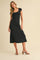 Black/Ivory Short Cap Sleeve Tie Back Sweater Midi Dress