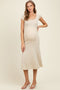 Cream/Black Short Cap Sleeve Tie Back Sweater Maternity Midi Dress