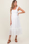 White Ruffle Strap Square Neck Maternity Midi Dress