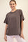 Mocha Boxy Raw Edge Short Sleeve Tee