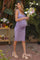 Lavender Square Neck Ruched Maternity Midi Dress