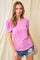 Lavender Ribbed Ruched Short Sleeve Top