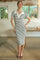 Ivory Striped Knit Collared Midi Dress