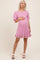 Pink Ribbed Knit Puff Sleeve Ruffle Hem Maternity Mini Dress