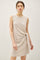 Light Taupe Striped Sleeveless Side Tie Mini Dress
