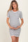 White Striped Ribbed Knit Short Sleeve Maternity Mini Dress
